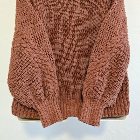 American Eagle - Rust V-Neck Hand Knit Oversized Sweater Cotton - Picture 12 of 15